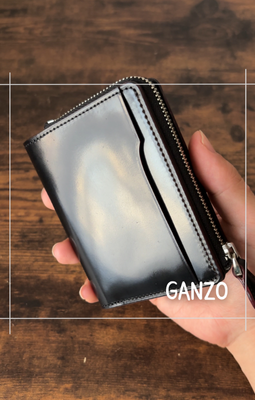 GANZO コードバンRC CORDOVAN R.C. 二つ折り財布 ブラック CORDOVAN R.C.(コードバンアールシー) Lファスナー二つ折り財布